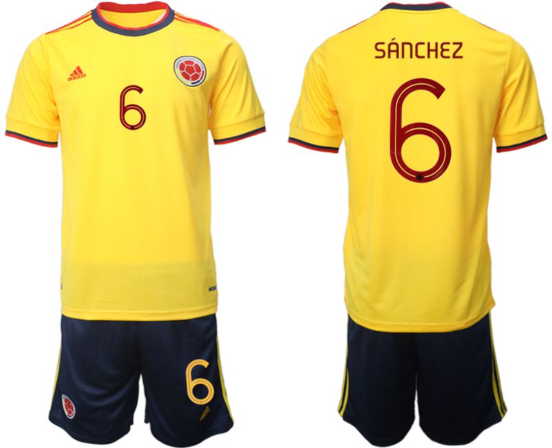 Men 2022 World Cup National Team Colombia home yellow #6 Soccer Jersey